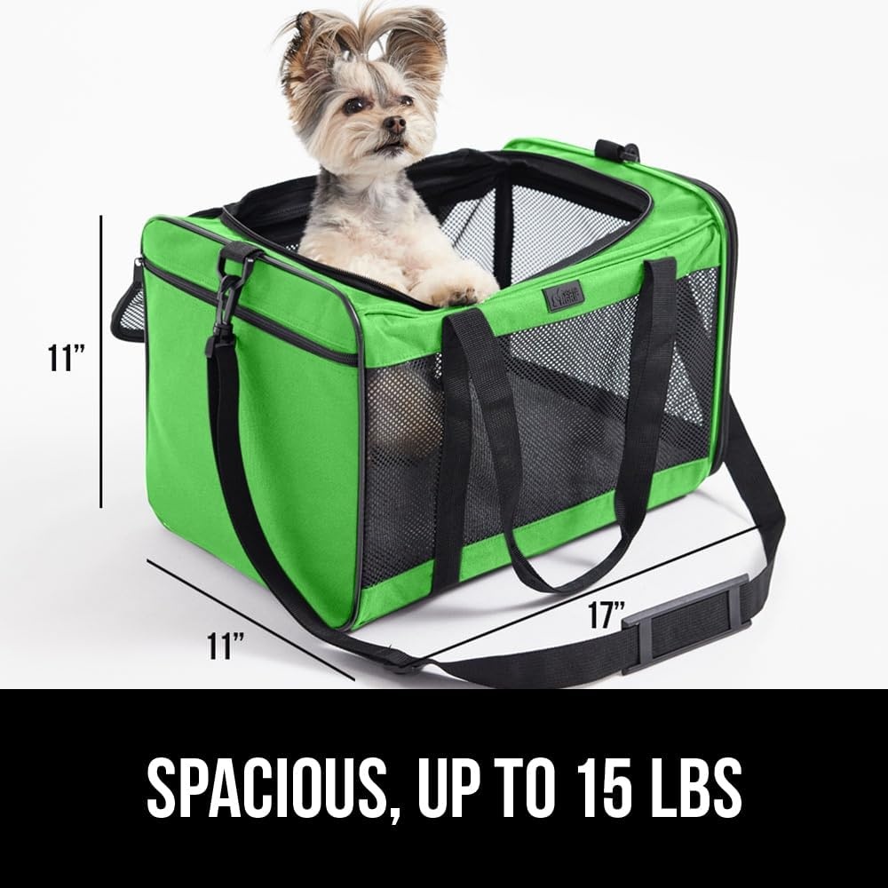image:imageGORILLA GRIP Cat Carrier Travel Bag Up to 15 Lbs Soft Collapsible Small Dog Carriers Top and Side Entry Breathable Mesh Grip Feet on Underside Cozy Washable Waterproof Pad Portable Kennel PinkLight Green