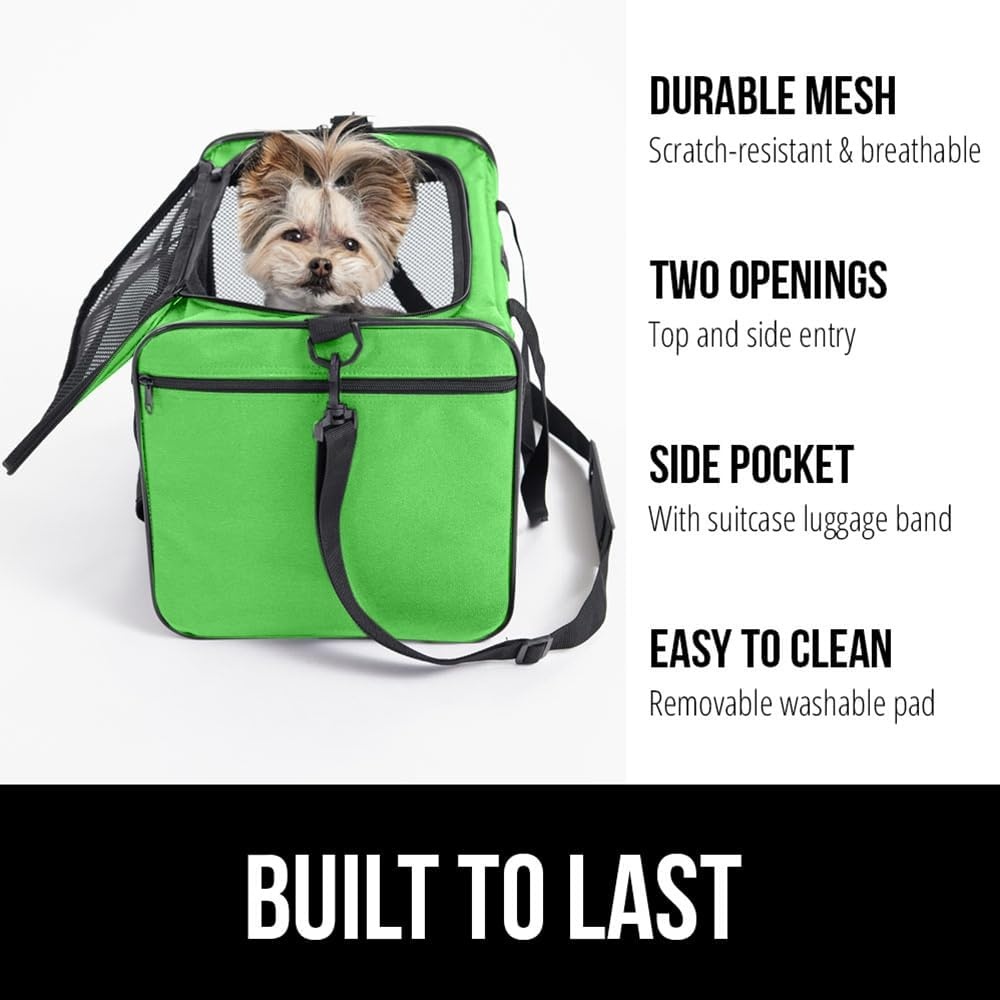 image:imageGORILLA GRIP Cat Carrier Travel Bag Up to 15 Lbs Soft Collapsible Small Dog Carriers Top and Side Entry Breathable Mesh Grip Feet on Underside Cozy Washable Waterproof Pad Portable Kennel PinkLight Green