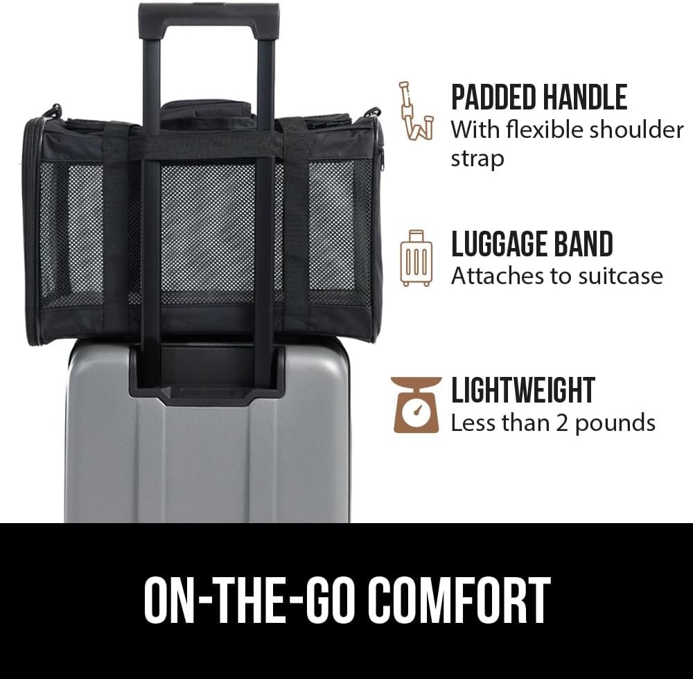 image:imageGORILLA GRIP Cat Carrier Travel Bag Up to 15 Lbs Soft Collapsible Small Dog Carriers Top and Side Entry Breathable Mesh Grip Feet on Underside Cozy Washable Waterproof Pad Portable Kennel PinkBlack