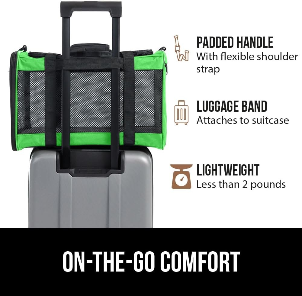 image:imageGORILLA GRIP Cat Carrier Travel Bag Up to 15 Lbs Soft Collapsible Small Dog Carriers Top and Side Entry Breathable Mesh Grip Feet on Underside Cozy Washable Waterproof Pad Portable Kennel PinkLight Green