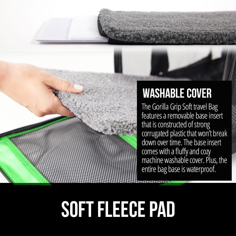 image:imageGORILLA GRIP Cat Carrier Travel Bag Up to 15 Lbs Soft Collapsible Small Dog Carriers Top and Side Entry Breathable Mesh Grip Feet on Underside Cozy Washable Waterproof Pad Portable Kennel PinkLight Green
