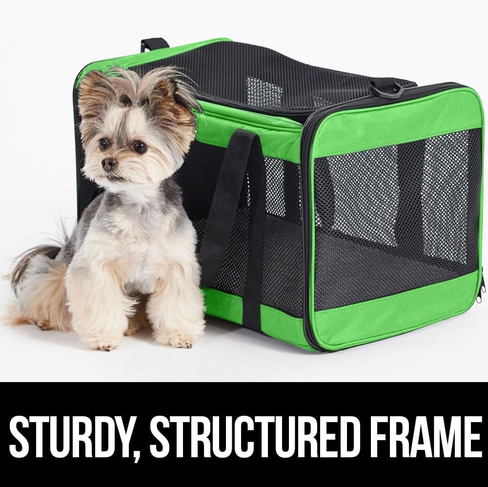 image:imageGORILLA GRIP Cat Carrier Travel Bag Up to 15 Lbs Soft Collapsible Small Dog Carriers Top and Side Entry Breathable Mesh Grip Feet on Underside Cozy Washable Waterproof Pad Portable Kennel PinkLight Green