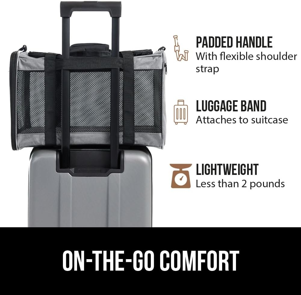 image:imageGORILLA GRIP Cat Carrier Travel Bag Up to 15 Lbs Soft Collapsible Small Dog Carriers Top and Side Entry Breathable Mesh Grip Feet on Underside Cozy Washable Waterproof Pad Portable Kennel PinkGray