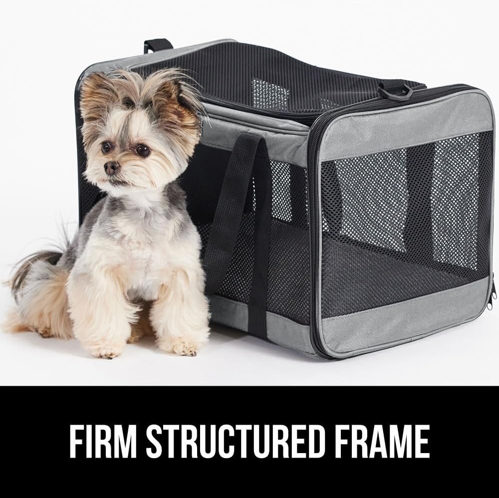 image:imageGORILLA GRIP Cat Carrier Travel Bag Up to 15 Lbs Soft Collapsible Small Dog Carriers Top and Side Entry Breathable Mesh Grip Feet on Underside Cozy Washable Waterproof Pad Portable Kennel PinkGray