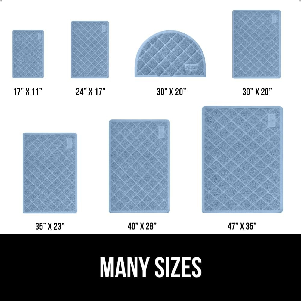 image:imageGORILLA GRIP Cat Litter Box Mat Cushioned Coil Mesh Litter Trapping Mats Scatter Control Supplies for Less Mess Phthalate Free Ultra Deep Catch Grooves Rinse or Vacuum to Clean 24x17 GrayLight Blue