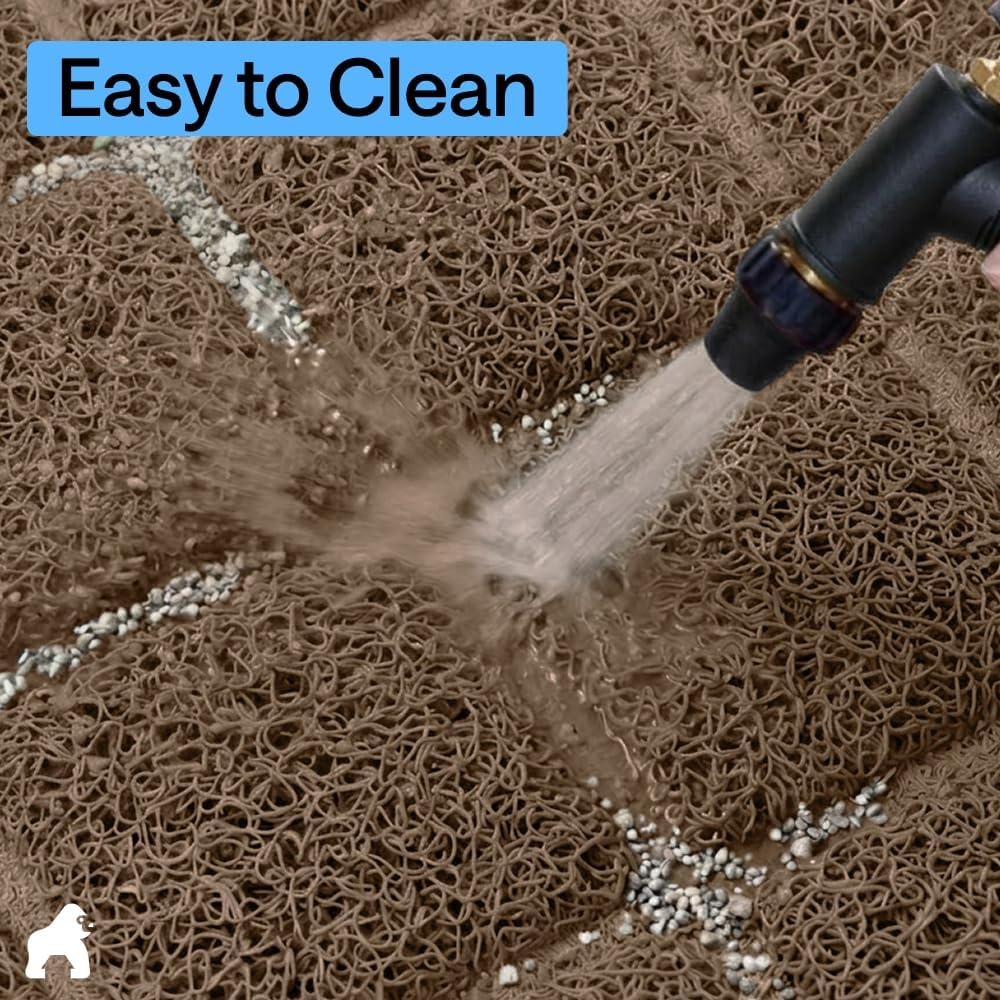 image:imageGORILLA GRIP Cat Litter Box Mat Cushioned Coil Mesh Litter Trapping Mats Scatter Control Supplies for Less Mess Phthalate Free Ultra Deep Catch Grooves Rinse or Vacuum to Clean 24x17 GrayBrown