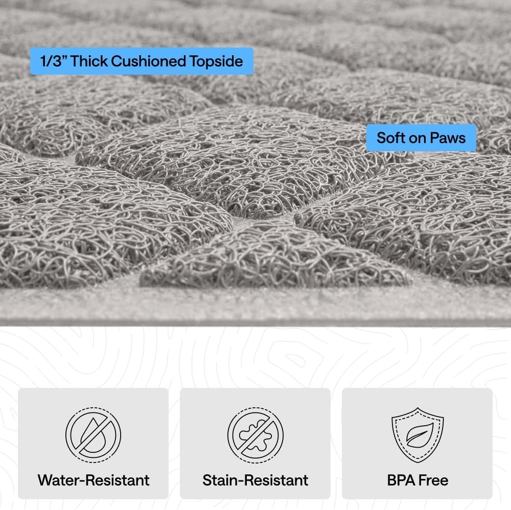 image:imageGORILLA GRIP Cat Litter Box Mat Cushioned Coil Mesh Litter Trapping Mats Scatter Control Supplies for Less Mess Phthalate Free Ultra Deep Catch Grooves Rinse or Vacuum to Clean 24x17 GrayLight Gray