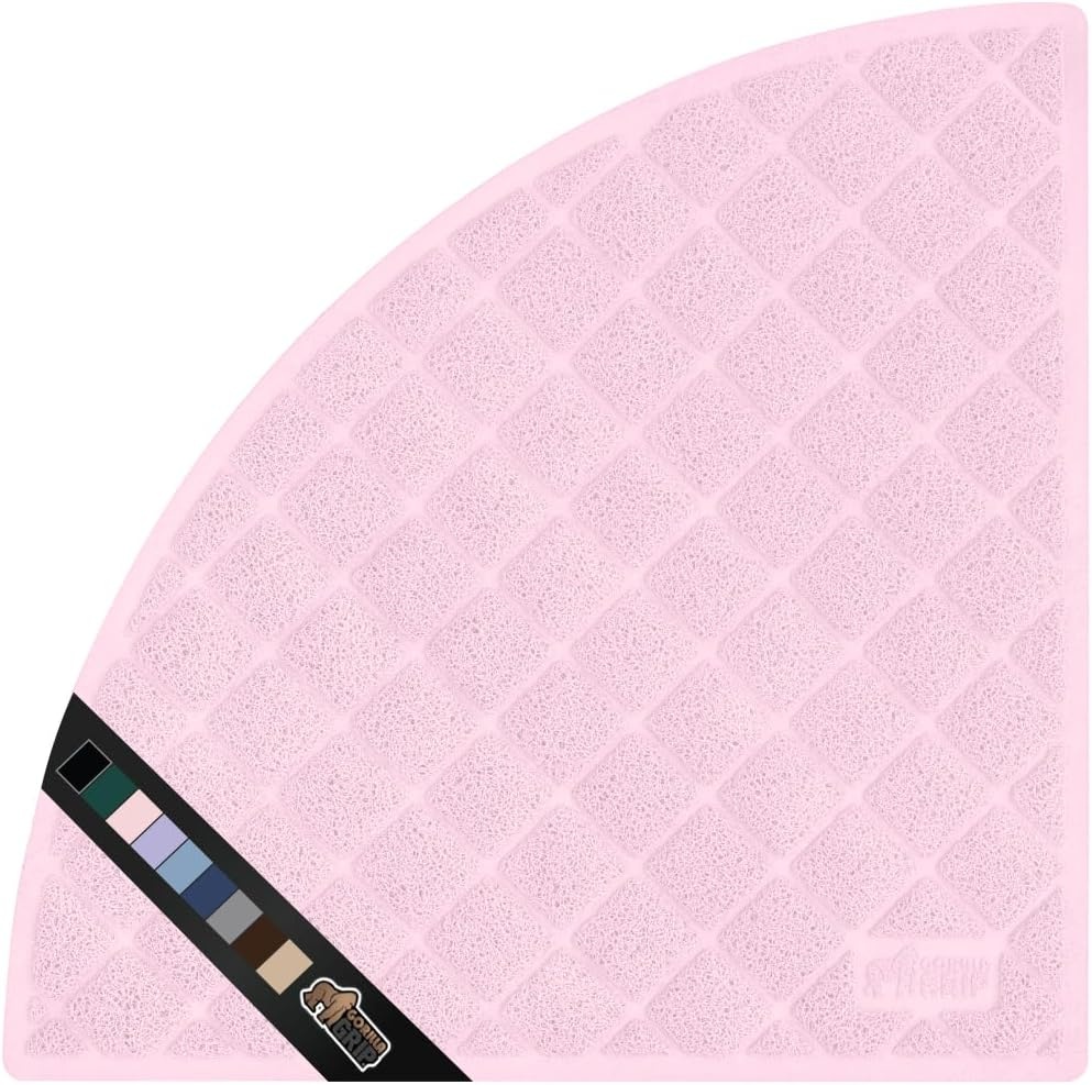 image:imageGORILLA GRIP Cat Litter Box Mat Cushioned Coil Mesh Litter Trapping Mats Scatter Control Supplies for Less Mess Phthalate Free Ultra Deep Catch Grooves Rinse or Vacuum to Clean 24x17 GrayLight Pink
