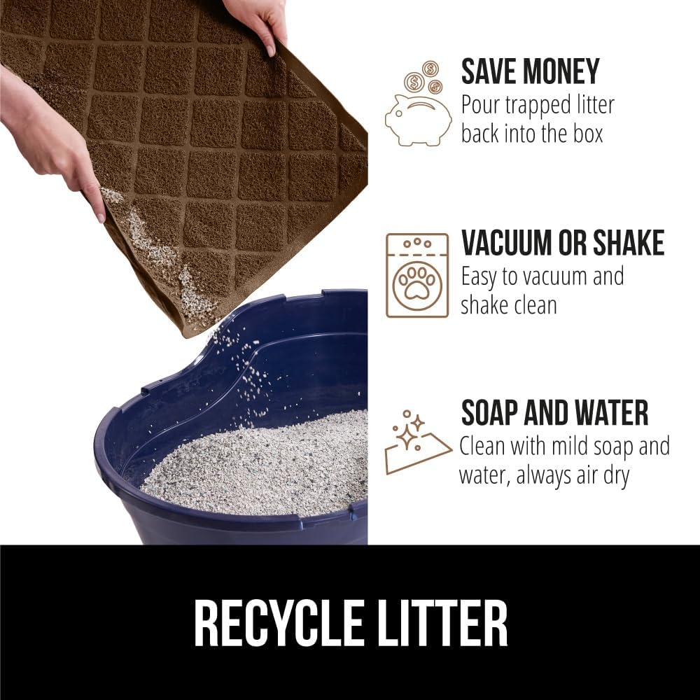 image:imageGORILLA GRIP Cat Litter Box Mat Cushioned Coil Mesh Litter Trapping Mats Scatter Control Supplies for Less Mess Phthalate Free Ultra Deep Catch Grooves Rinse or Vacuum to Clean 24x17 GrayBrown