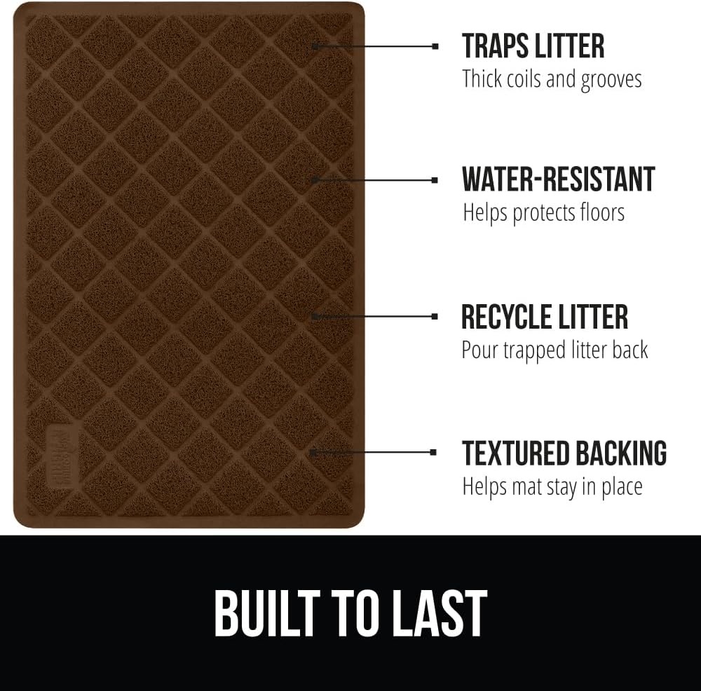 image:imageGORILLA GRIP Cat Litter Box Mat Cushioned Coil Mesh Litter Trapping Mats Scatter Control Supplies for Less Mess Phthalate Free Ultra Deep Catch Grooves Rinse or Vacuum to Clean 24x17 GrayBrown