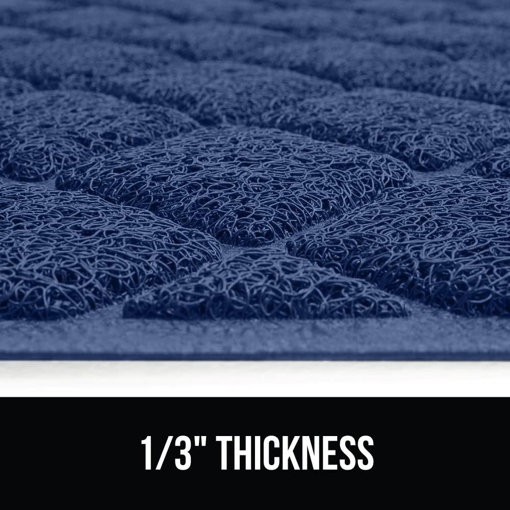image:imageGORILLA GRIP Cat Litter Box Mat Cushioned Coil Mesh Litter Trapping Mats Scatter Control Supplies for Less Mess Phthalate Free Ultra Deep Catch Grooves Rinse or Vacuum to Clean 24x17 GrayNavy