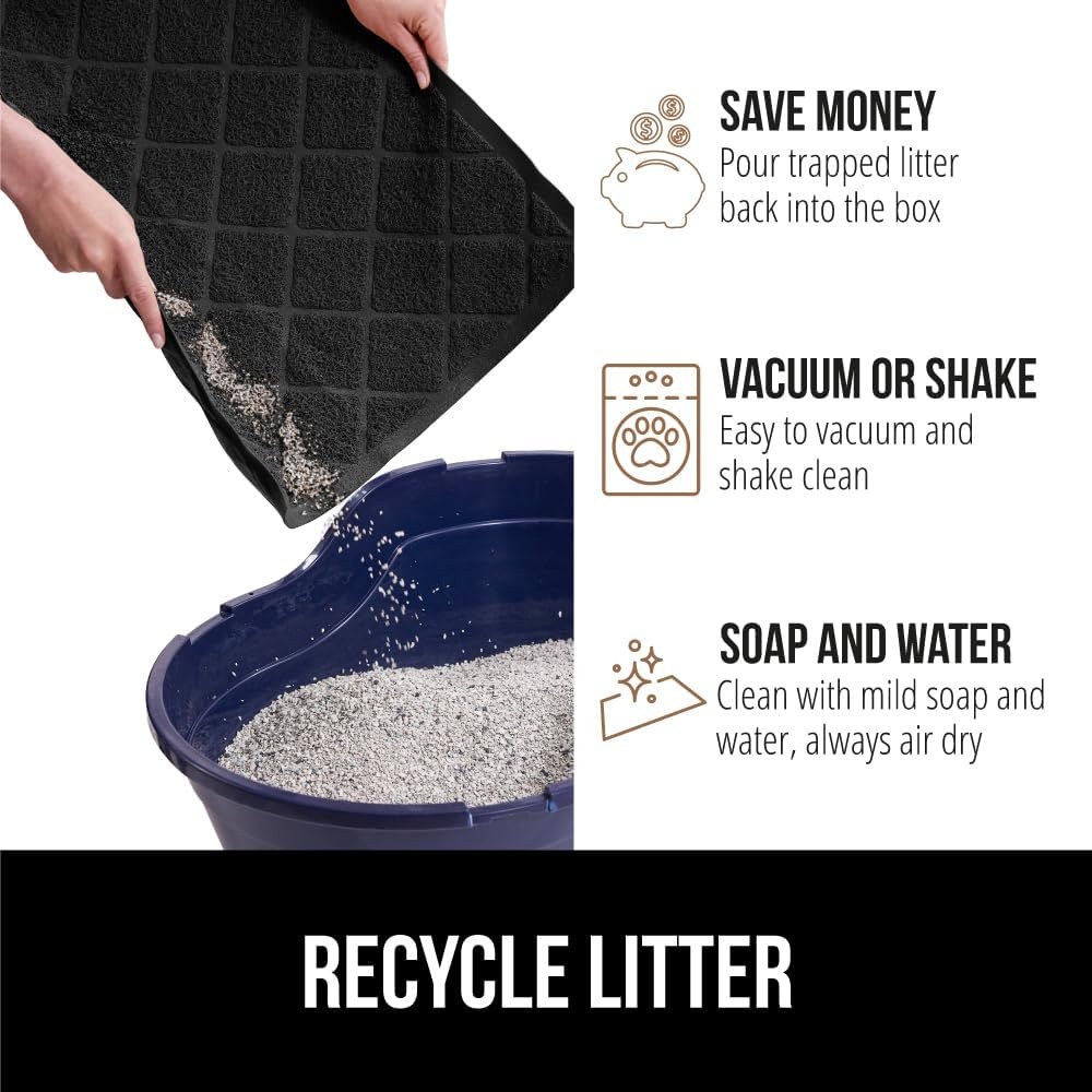 image:imageGORILLA GRIP Cat Litter Box Mat Cushioned Coil Mesh Litter Trapping Mats Scatter Control Supplies for Less Mess Phthalate Free Ultra Deep Catch Grooves Rinse or Vacuum to Clean 24x17 GrayBlack