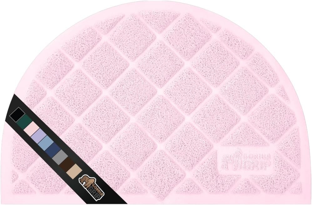 image:imageGORILLA GRIP Cat Litter Box Mat Cushioned Coil Mesh Litter Trapping Mats Scatter Control Supplies for Less Mess Phthalate Free Ultra Deep Catch Grooves Rinse or Vacuum to Clean 24x17 GrayLight Pink