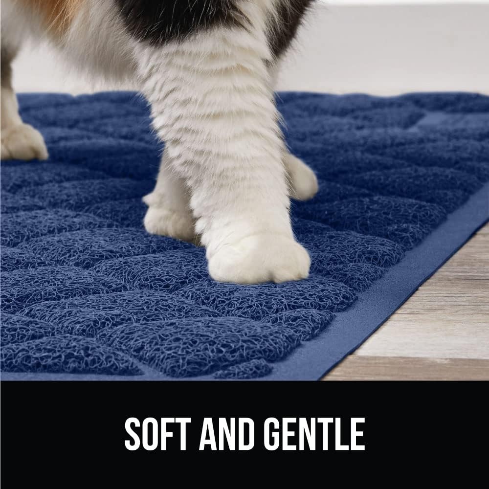 image:imageGORILLA GRIP Cat Litter Box Mat Cushioned Coil Mesh Litter Trapping Mats Scatter Control Supplies for Less Mess Phthalate Free Ultra Deep Catch Grooves Rinse or Vacuum to Clean 24x17 GrayNavy