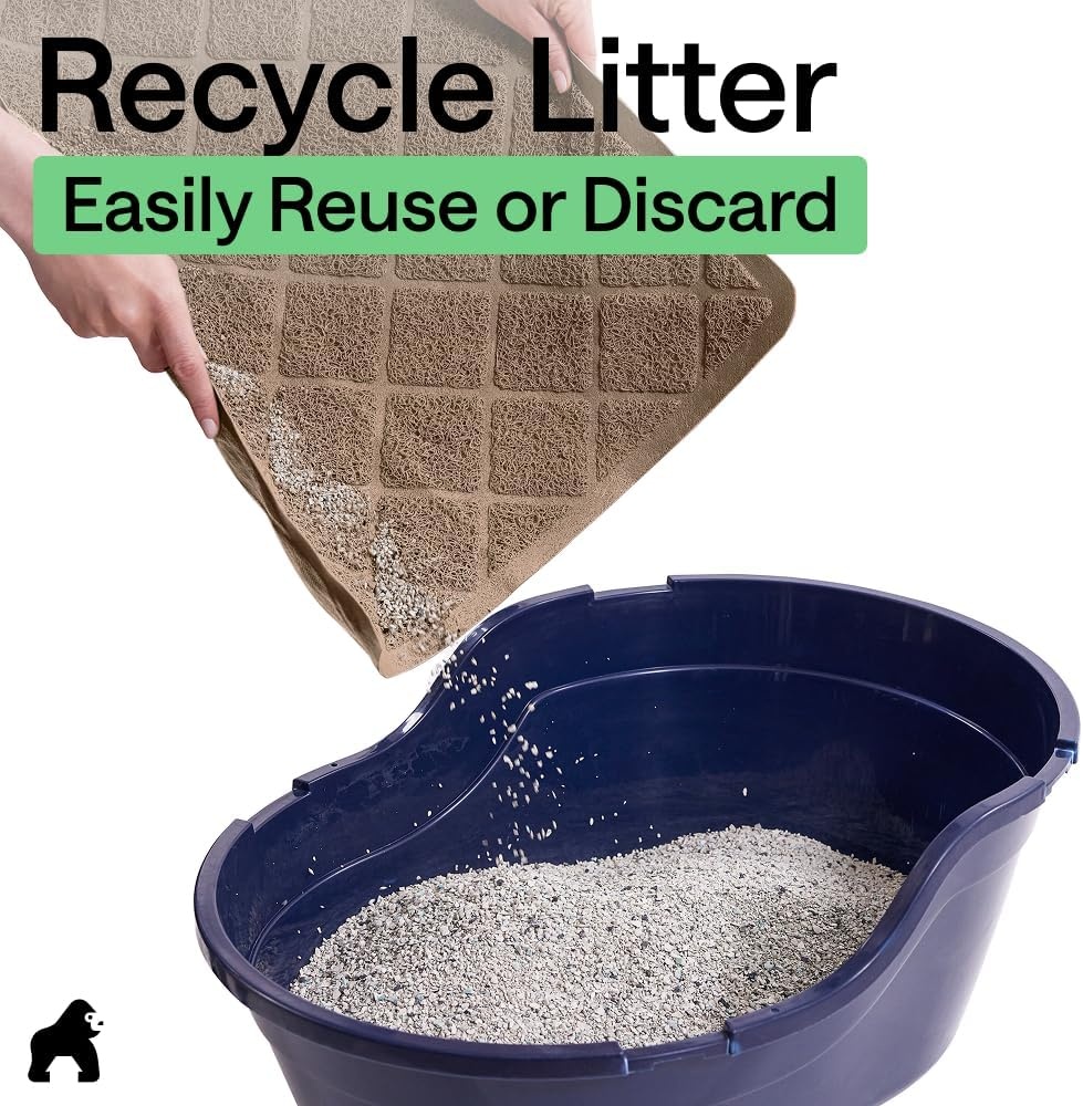 image:imageGORILLA GRIP Cat Litter Box Mat Cushioned Coil Mesh Litter Trapping Mats Scatter Control Supplies for Less Mess Phthalate Free Ultra Deep Catch Grooves Rinse or Vacuum to Clean 24x17 GrayBrown