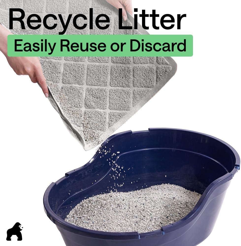 image:imageGORILLA GRIP Cat Litter Box Mat Cushioned Coil Mesh Litter Trapping Mats Scatter Control Supplies for Less Mess Phthalate Free Ultra Deep Catch Grooves Rinse or Vacuum to Clean 24x17 GrayLight Gray