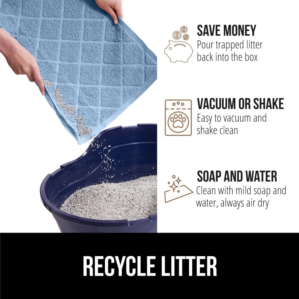 image:imageGORILLA GRIP Cat Litter Box Mat Cushioned Coil Mesh Litter Trapping Mats Scatter Control Supplies for Less Mess Phthalate Free Ultra Deep Catch Grooves Rinse or Vacuum to Clean 24x17 GrayLight Blue