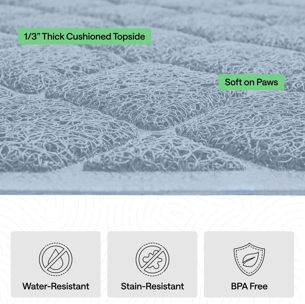 image:imageGORILLA GRIP Cat Litter Box Mat Cushioned Coil Mesh Litter Trapping Mats Scatter Control Supplies for Less Mess Phthalate Free Ultra Deep Catch Grooves Rinse or Vacuum to Clean 24x17 GrayLight Blue