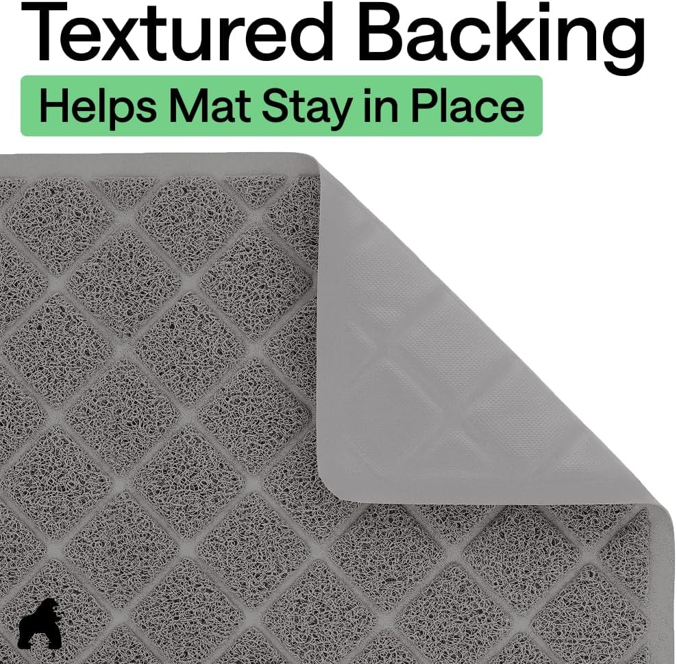 image:imageGORILLA GRIP Cat Litter Box Mat Cushioned Coil Mesh Litter Trapping Mats Scatter Control Supplies for Less Mess Phthalate Free Ultra Deep Catch Grooves Rinse or Vacuum to Clean 24x17 GrayGrey