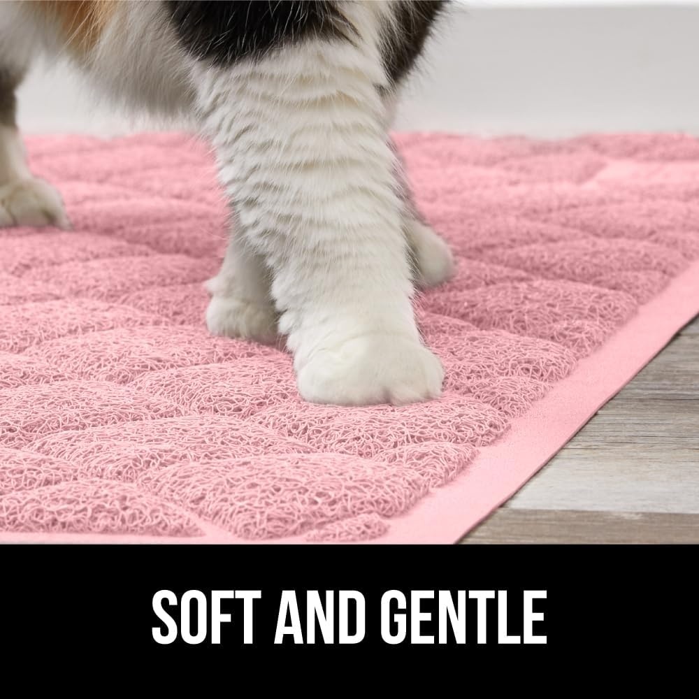 image:imageGORILLA GRIP Cat Litter Box Mat Cushioned Coil Mesh Litter Trapping Mats Scatter Control Supplies for Less Mess Phthalate Free Ultra Deep Catch Grooves Rinse or Vacuum to Clean 24x17 GrayLight Pink