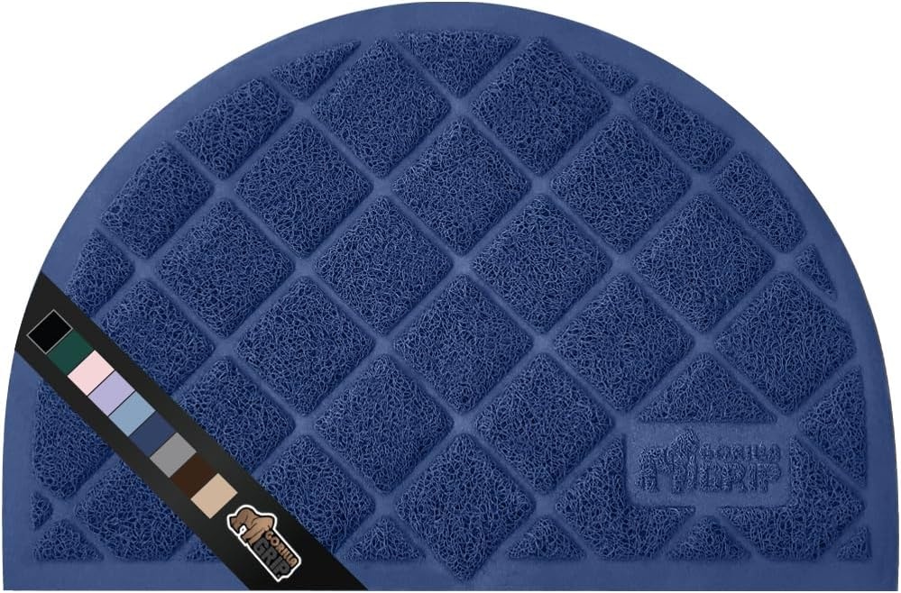 image:imageGORILLA GRIP Cat Litter Box Mat Cushioned Coil Mesh Litter Trapping Mats Scatter Control Supplies for Less Mess Phthalate Free Ultra Deep Catch Grooves Rinse or Vacuum to Clean 24x17 GrayNavy