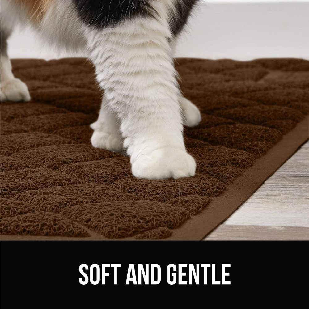 image:imageGORILLA GRIP Cat Litter Box Mat Cushioned Coil Mesh Litter Trapping Mats Scatter Control Supplies for Less Mess Phthalate Free Ultra Deep Catch Grooves Rinse or Vacuum to Clean 24x17 GrayBrown