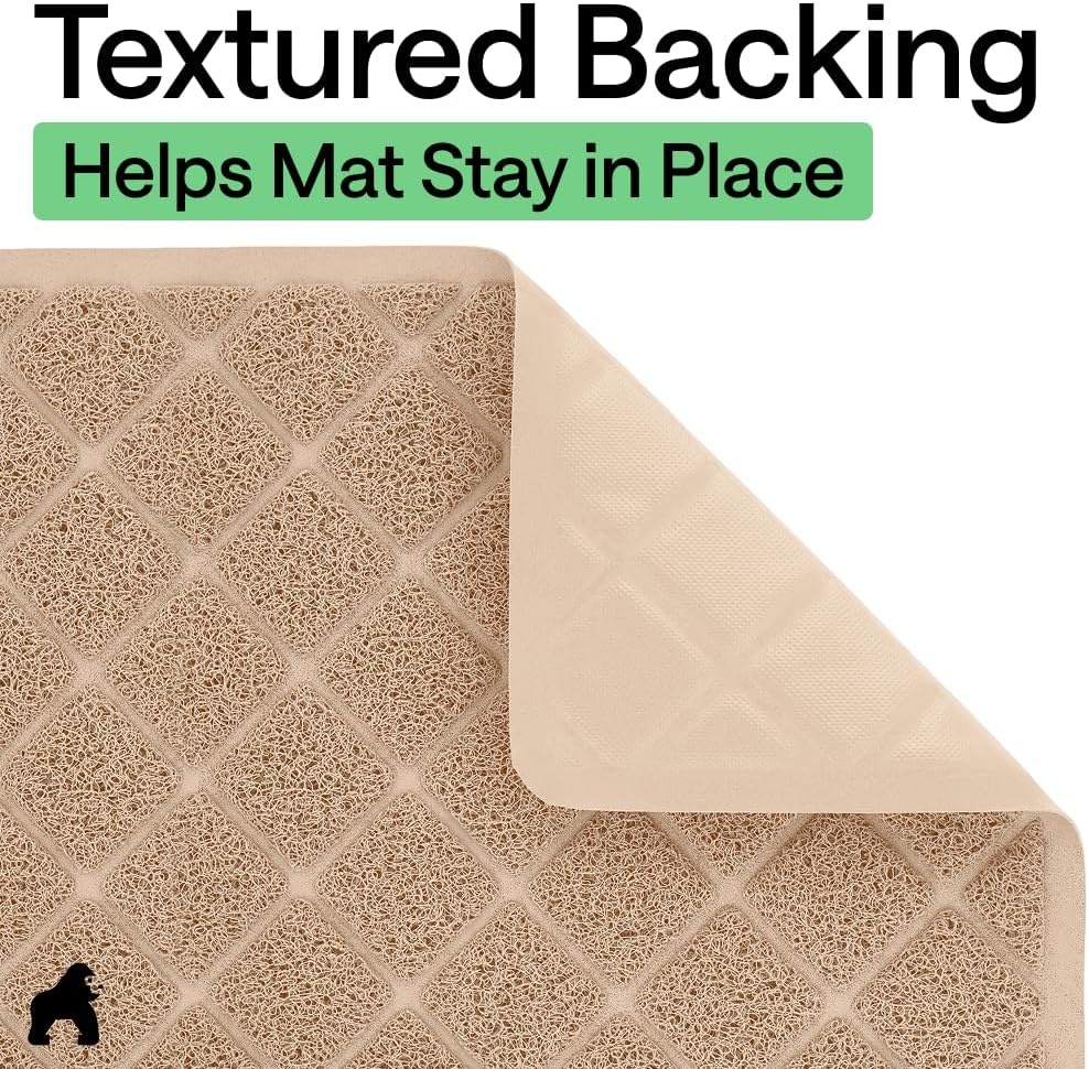 image:imageGORILLA GRIP Cat Litter Box Mat Cushioned Coil Mesh Litter Trapping Mats Scatter Control Supplies for Less Mess Phthalate Free Ultra Deep Catch Grooves Rinse or Vacuum to Clean 24x17 GrayBeige