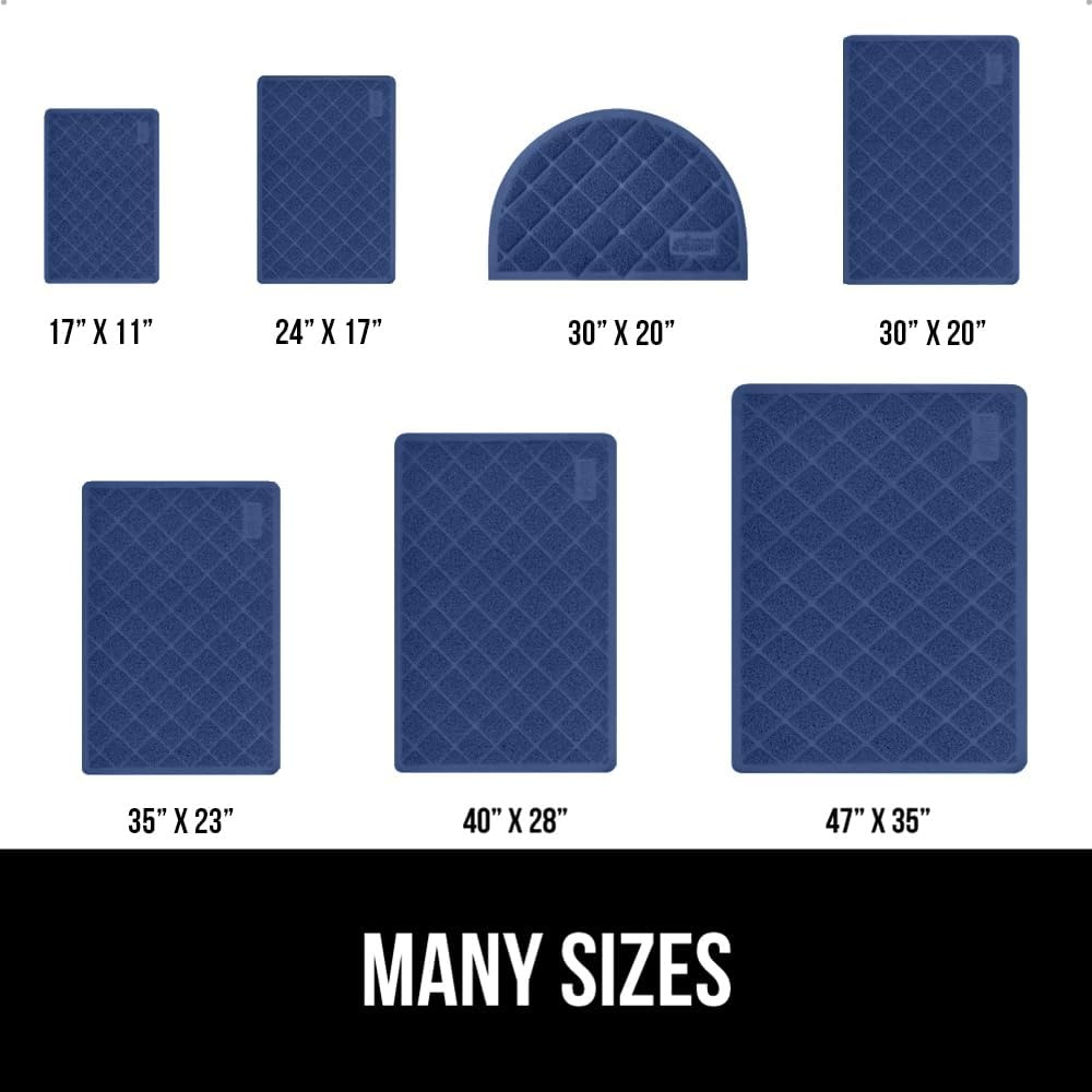 image:imageGORILLA GRIP Cat Litter Box Mat Cushioned Coil Mesh Litter Trapping Mats Scatter Control Supplies for Less Mess Phthalate Free Ultra Deep Catch Grooves Rinse or Vacuum to Clean 24x17 GrayNavy