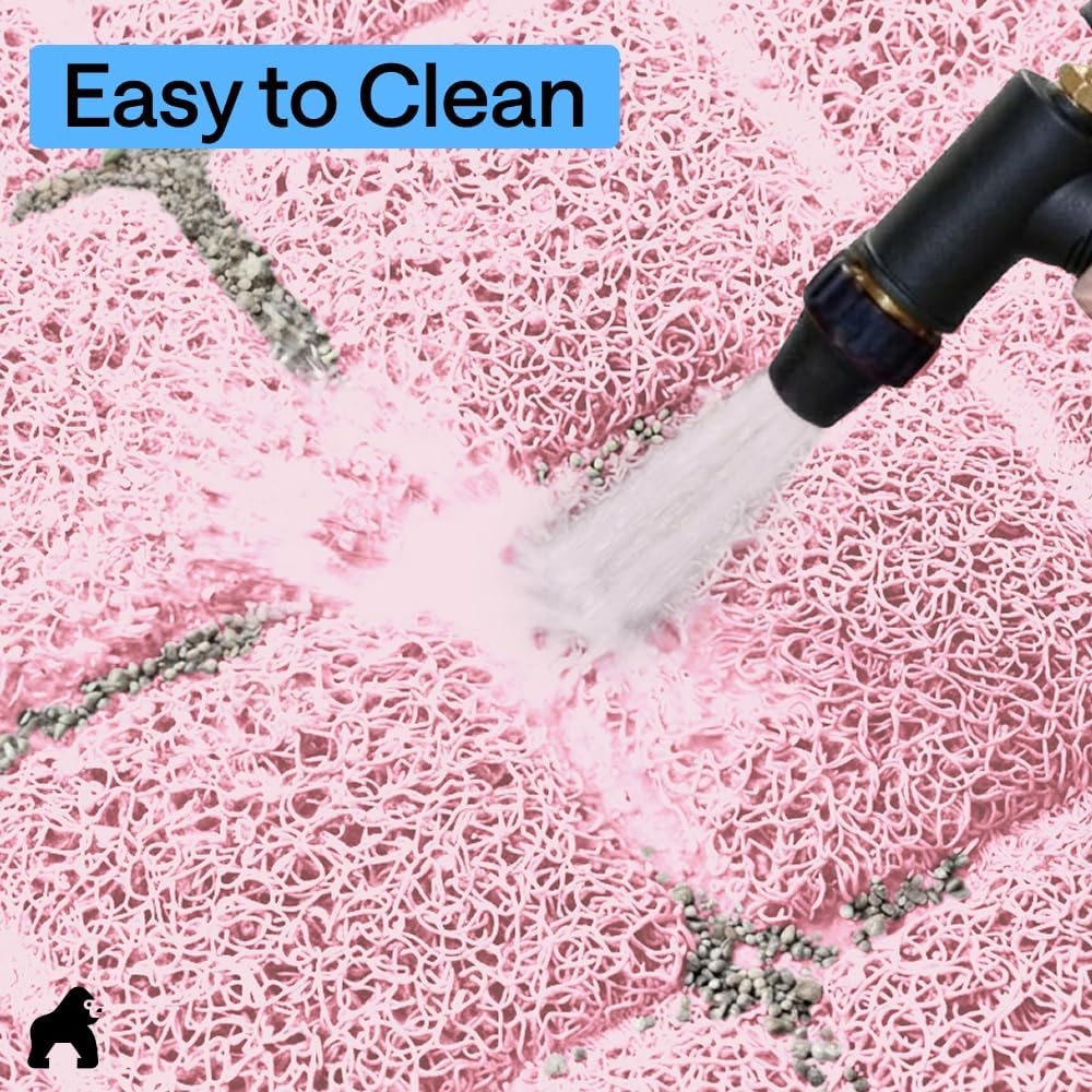 image:imageGORILLA GRIP Cat Litter Box Mat Cushioned Coil Mesh Litter Trapping Mats Scatter Control Supplies for Less Mess Phthalate Free Ultra Deep Catch Grooves Rinse or Vacuum to Clean 24x17 GrayLight Pink