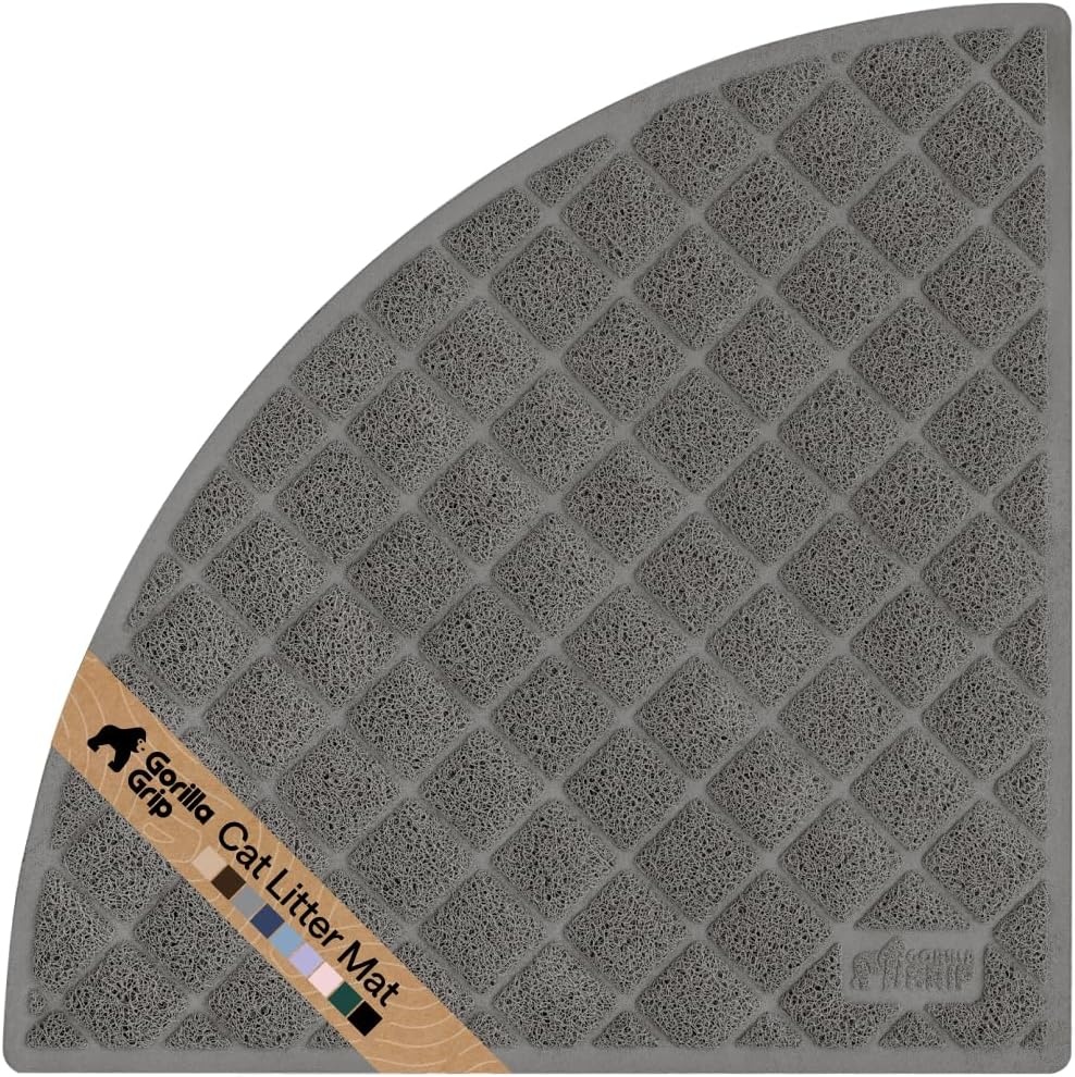 image:imageGORILLA GRIP Cat Litter Box Mat Cushioned Coil Mesh Litter Trapping Mats Scatter Control Supplies for Less Mess Phthalate Free Ultra Deep Catch Grooves Rinse or Vacuum to Clean 24x17 GrayGrey