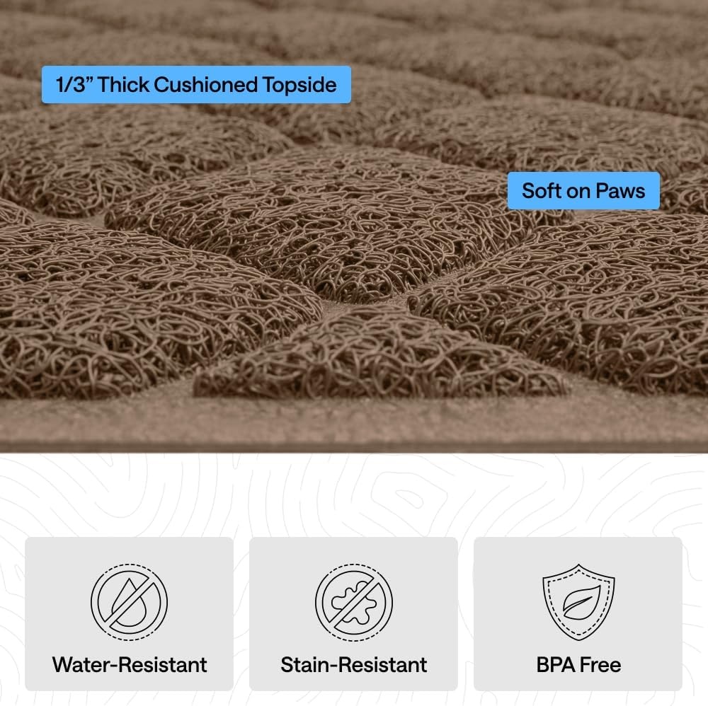 image:imageGORILLA GRIP Cat Litter Box Mat Cushioned Coil Mesh Litter Trapping Mats Scatter Control Supplies for Less Mess Phthalate Free Ultra Deep Catch Grooves Rinse or Vacuum to Clean 24x17 GrayBrown