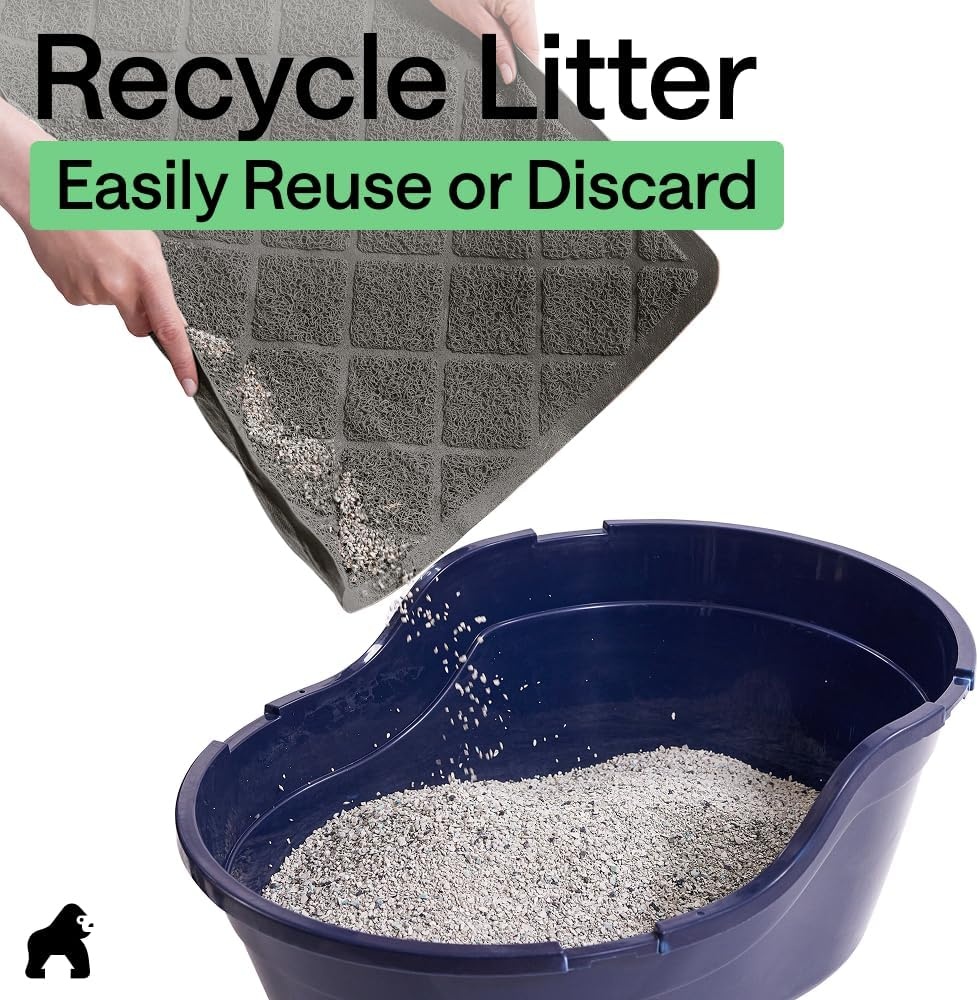 image:imageGORILLA GRIP Cat Litter Box Mat Cushioned Coil Mesh Litter Trapping Mats Scatter Control Supplies for Less Mess Phthalate Free Ultra Deep Catch Grooves Rinse or Vacuum to Clean 24x17 GrayCharcoal
