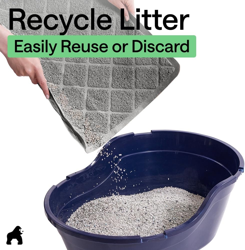 image:imageGORILLA GRIP Cat Litter Box Mat Cushioned Coil Mesh Litter Trapping Mats Scatter Control Supplies for Less Mess Phthalate Free Ultra Deep Catch Grooves Rinse or Vacuum to Clean 24x17 GrayGrey