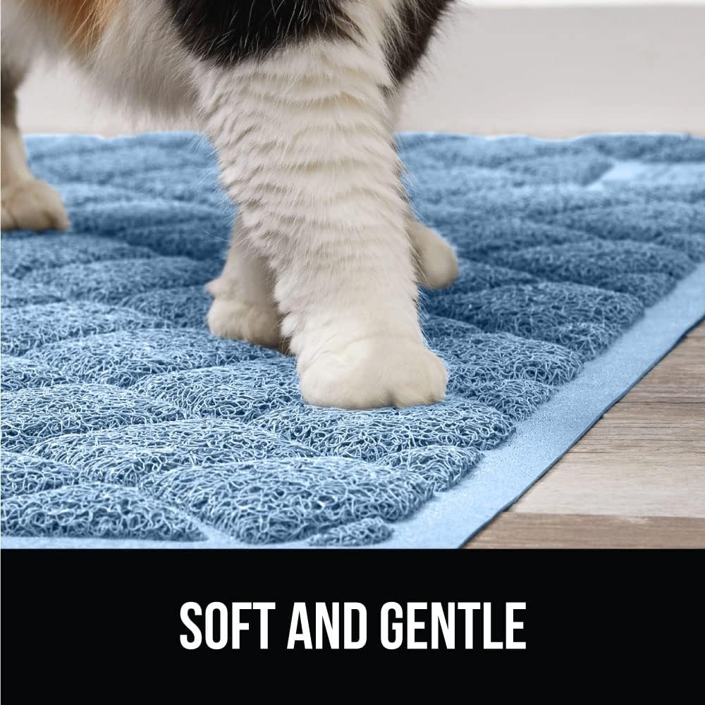 image:imageGORILLA GRIP Cat Litter Box Mat Cushioned Coil Mesh Litter Trapping Mats Scatter Control Supplies for Less Mess Phthalate Free Ultra Deep Catch Grooves Rinse or Vacuum to Clean 24x17 GrayLight Blue