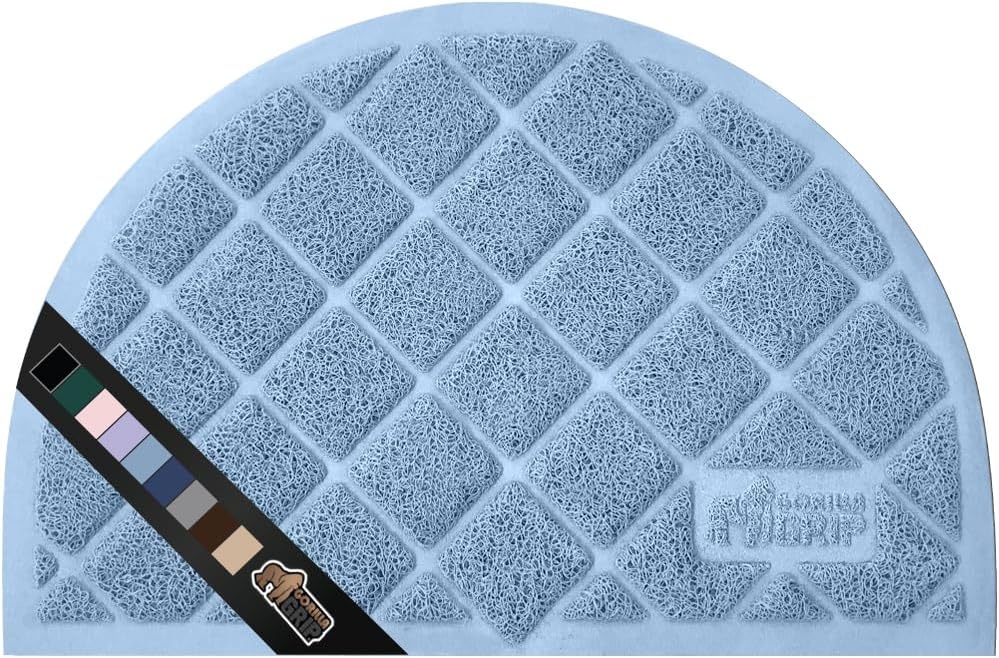 image:imageGORILLA GRIP Cat Litter Box Mat Cushioned Coil Mesh Litter Trapping Mats Scatter Control Supplies for Less Mess Phthalate Free Ultra Deep Catch Grooves Rinse or Vacuum to Clean 24x17 GrayLight Blue