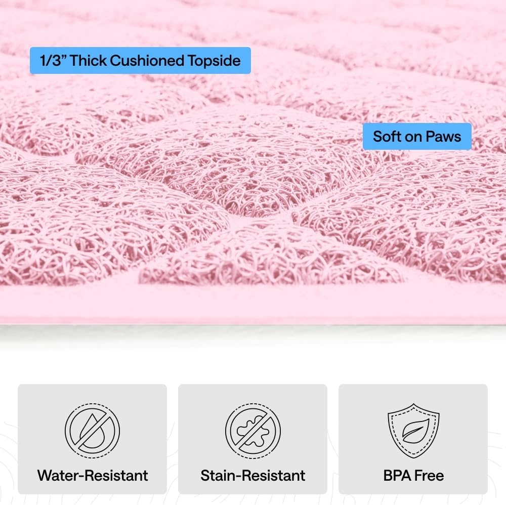 image:imageGORILLA GRIP Cat Litter Box Mat Cushioned Coil Mesh Litter Trapping Mats Scatter Control Supplies for Less Mess Phthalate Free Ultra Deep Catch Grooves Rinse or Vacuum to Clean 24x17 GrayLight Pink