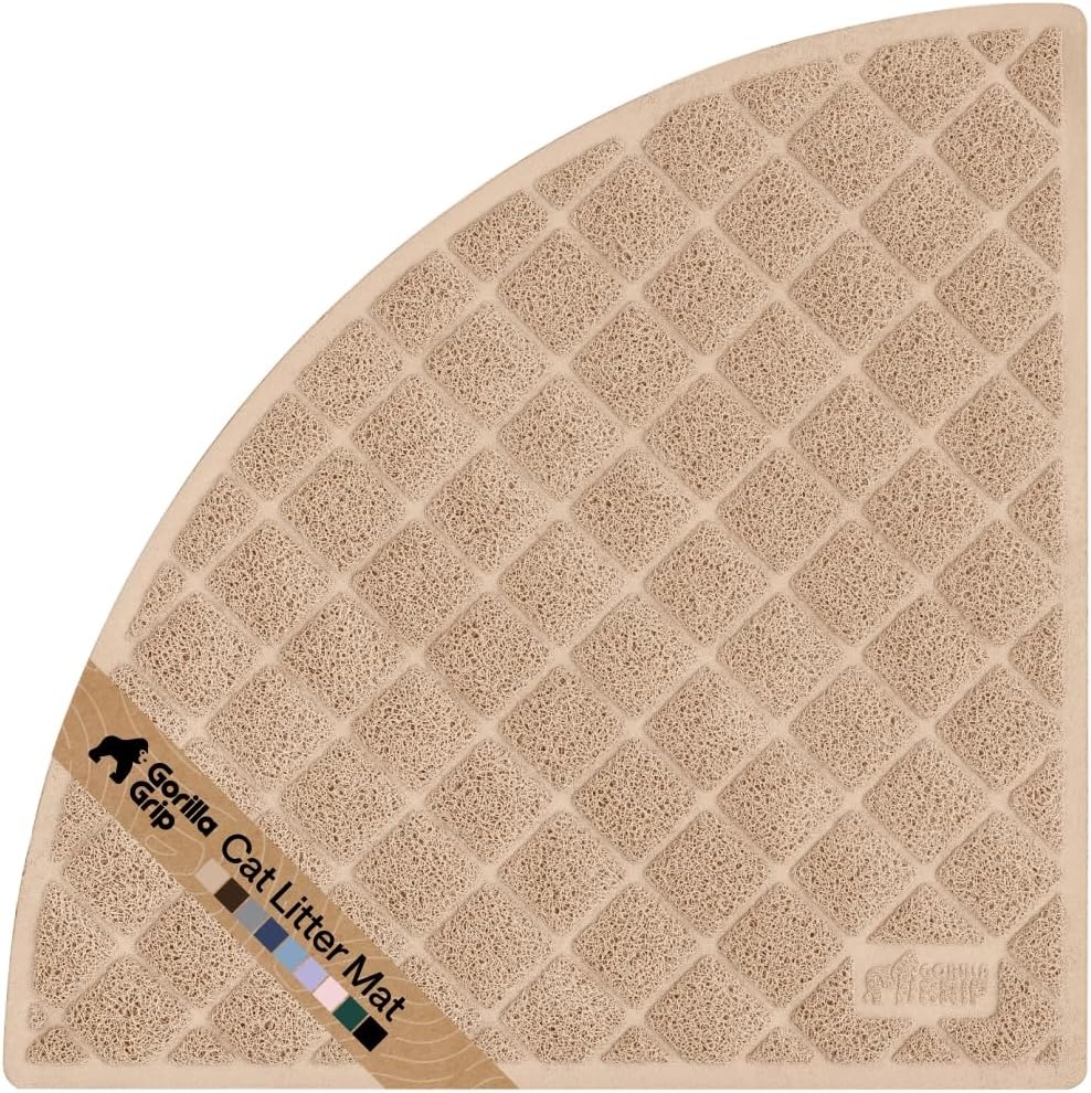 image:imageGORILLA GRIP Cat Litter Box Mat Cushioned Coil Mesh Litter Trapping Mats Scatter Control Supplies for Less Mess Phthalate Free Ultra Deep Catch Grooves Rinse or Vacuum to Clean 24x17 GrayBeige