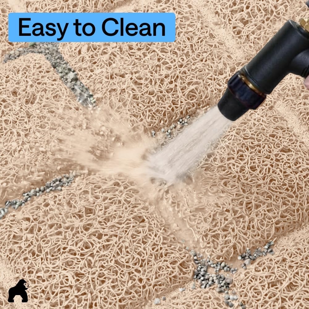 image:imageGORILLA GRIP Cat Litter Box Mat Cushioned Coil Mesh Litter Trapping Mats Scatter Control Supplies for Less Mess Phthalate Free Ultra Deep Catch Grooves Rinse or Vacuum to Clean 24x17 GrayBeige