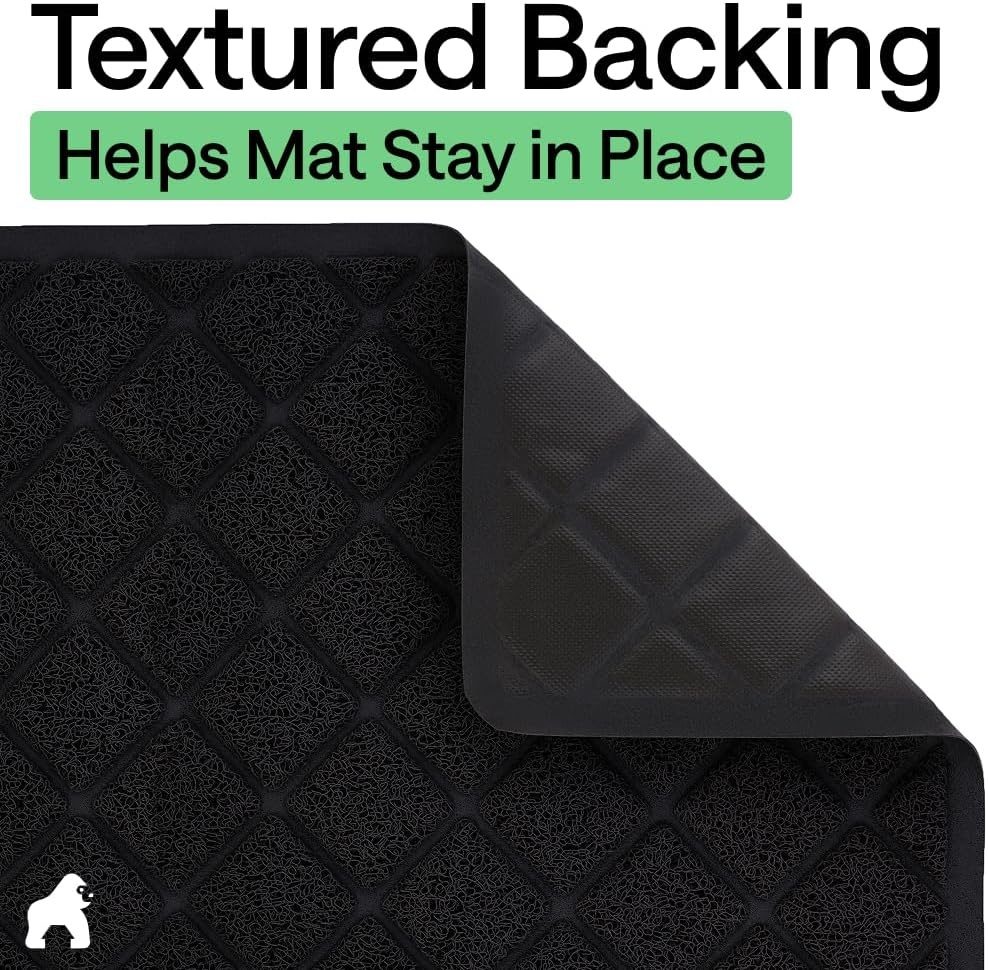 image:imageGORILLA GRIP Cat Litter Box Mat Cushioned Coil Mesh Litter Trapping Mats Scatter Control Supplies for Less Mess Phthalate Free Ultra Deep Catch Grooves Rinse or Vacuum to Clean 24x17 GrayBlack