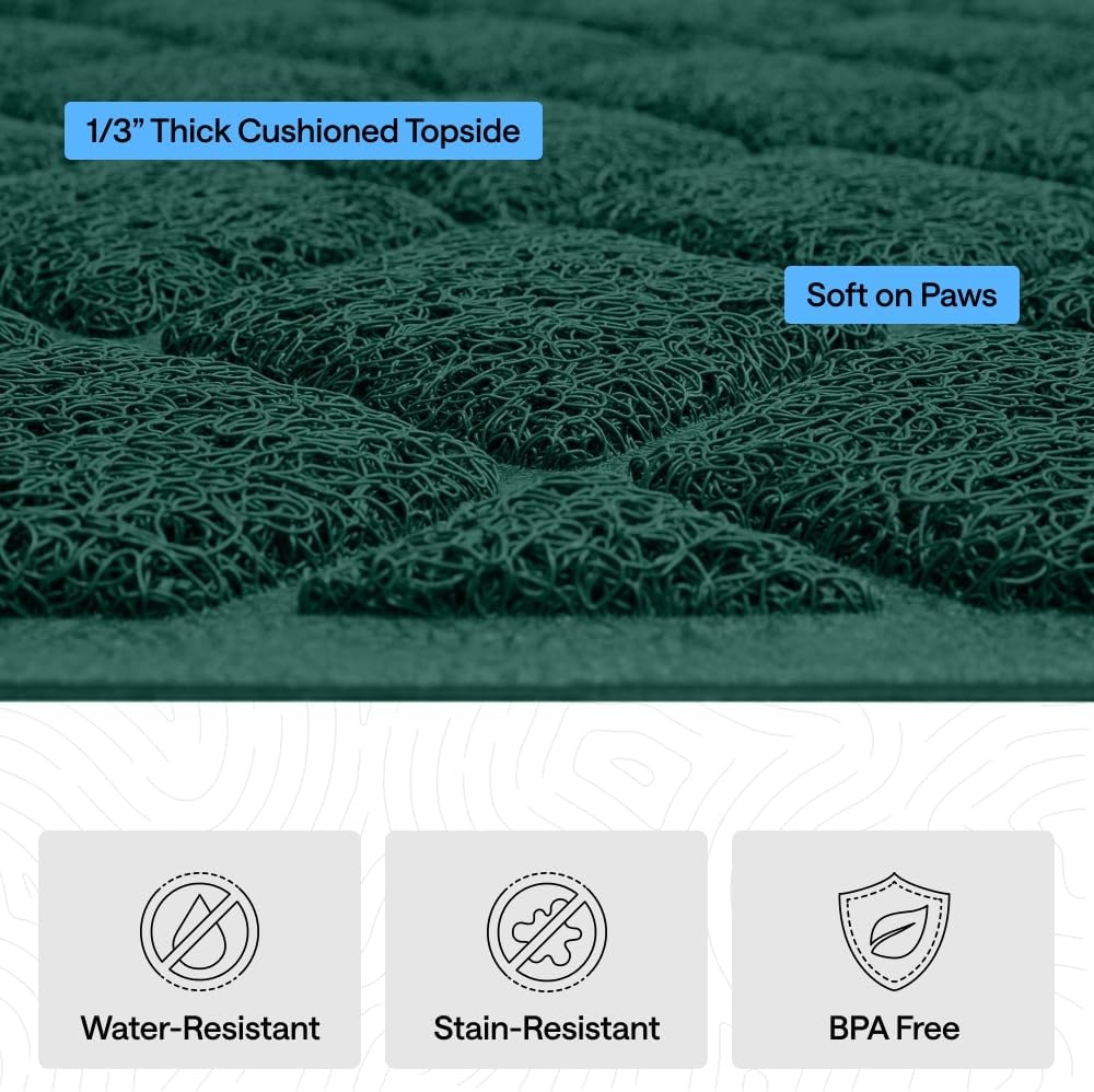 image:imageGORILLA GRIP Cat Litter Box Mat Cushioned Coil Mesh Litter Trapping Mats Scatter Control Supplies for Less Mess Phthalate Free Ultra Deep Catch Grooves Rinse or Vacuum to Clean 24x17 GrayHunter Green