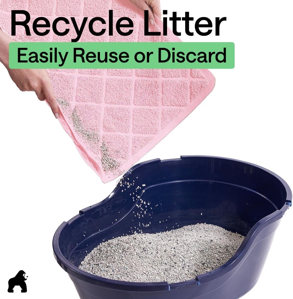 image:imageGORILLA GRIP Cat Litter Box Mat Cushioned Coil Mesh Litter Trapping Mats Scatter Control Supplies for Less Mess Phthalate Free Ultra Deep Catch Grooves Rinse or Vacuum to Clean 24x17 GrayLight Pink