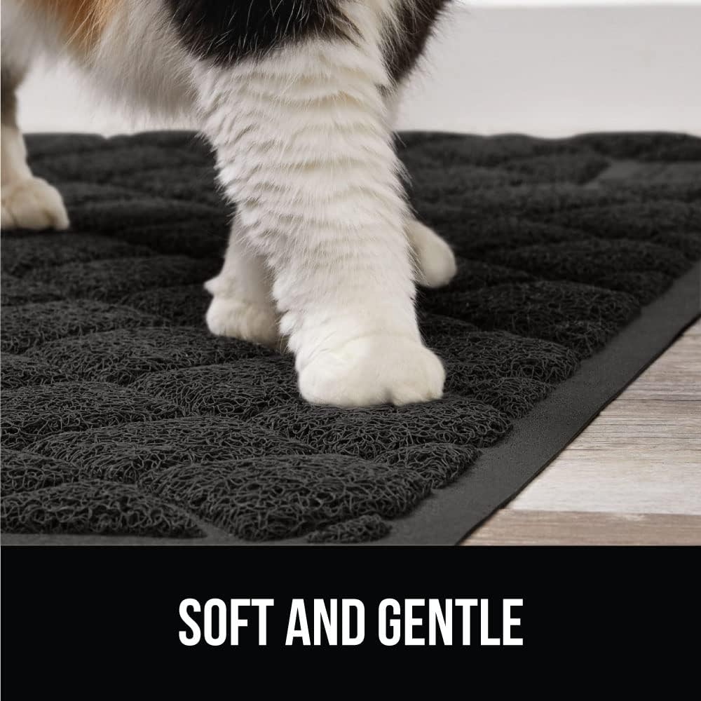 image:imageGORILLA GRIP Cat Litter Box Mat Cushioned Coil Mesh Litter Trapping Mats Scatter Control Supplies for Less Mess Phthalate Free Ultra Deep Catch Grooves Rinse or Vacuum to Clean 24x17 GrayBlack
