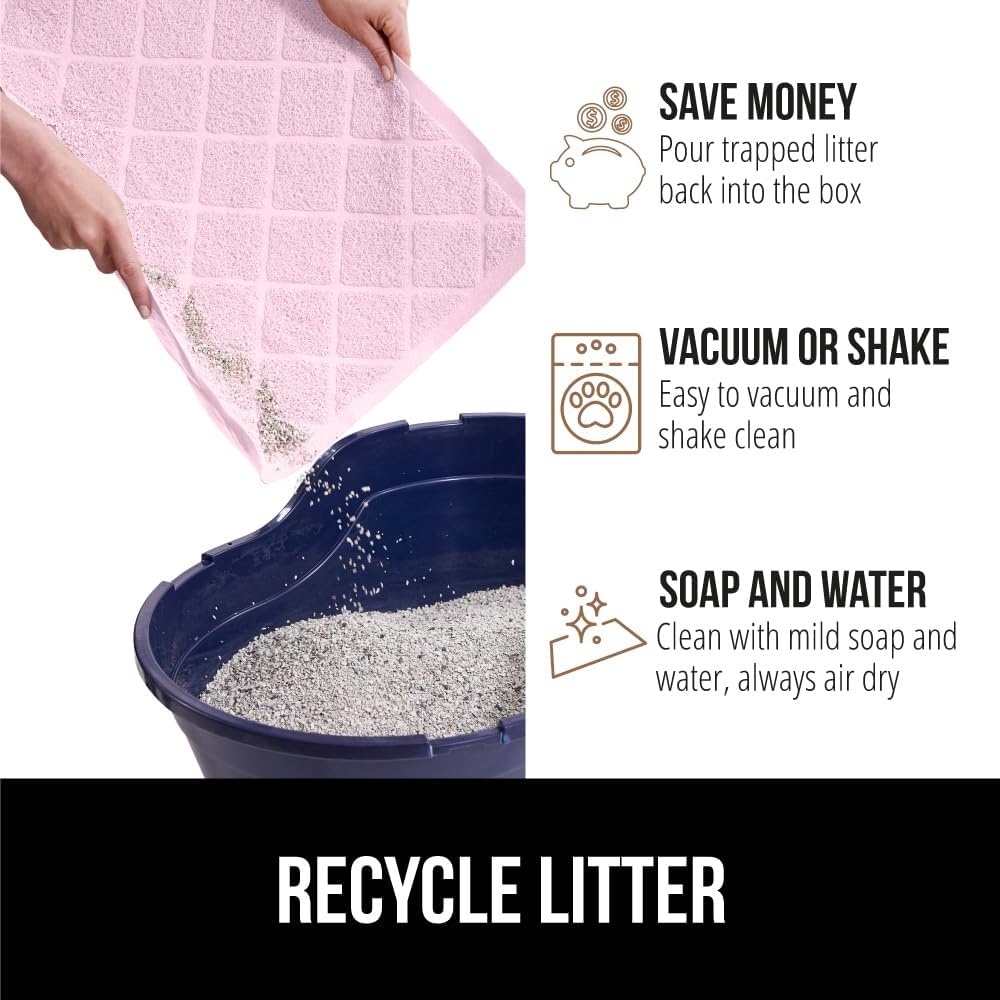 image:imageGORILLA GRIP Cat Litter Box Mat Cushioned Coil Mesh Litter Trapping Mats Scatter Control Supplies for Less Mess Phthalate Free Ultra Deep Catch Grooves Rinse or Vacuum to Clean 24x17 GrayLight Pink