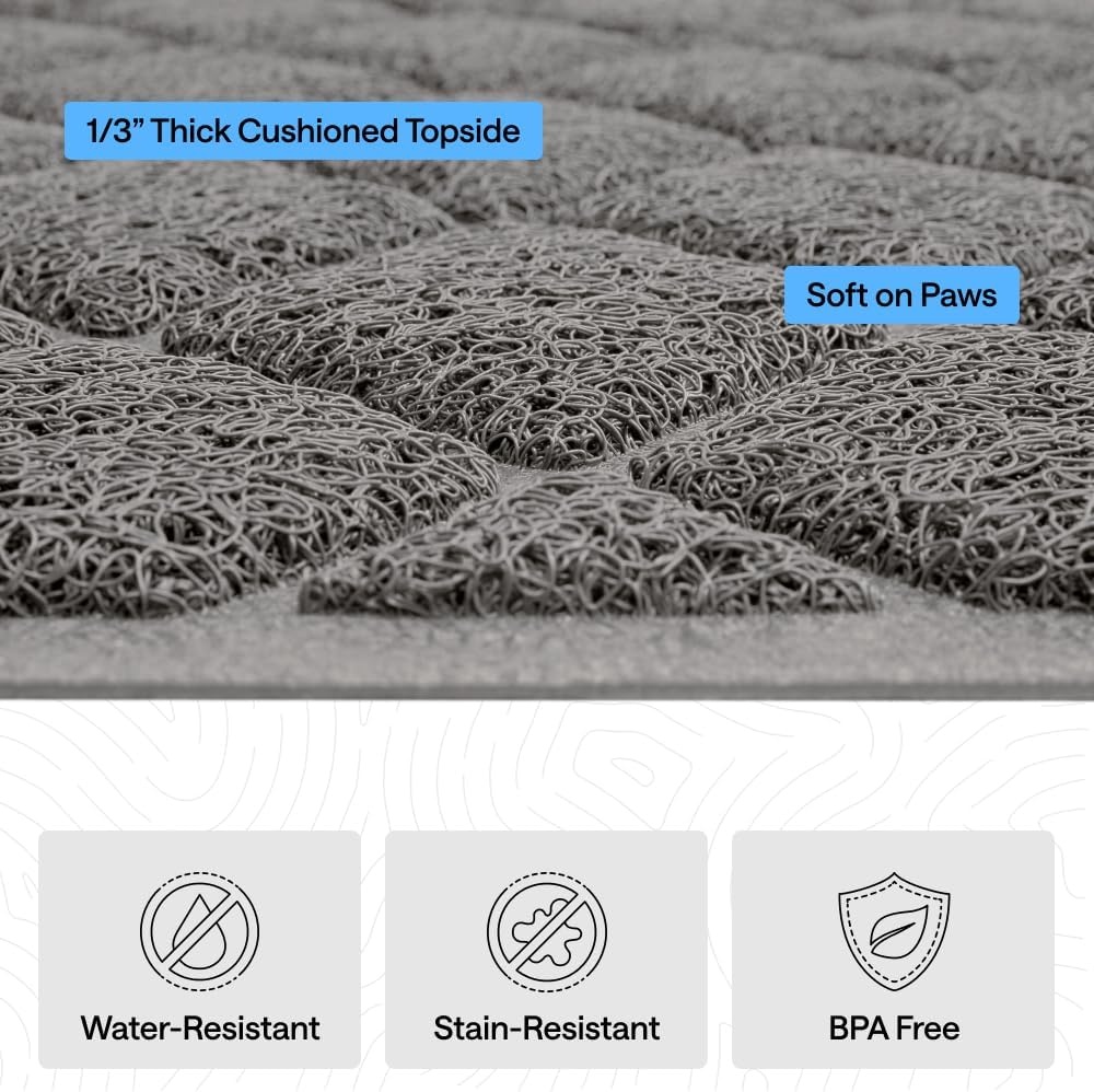 image:imageGORILLA GRIP Cat Litter Box Mat Cushioned Coil Mesh Litter Trapping Mats Scatter Control Supplies for Less Mess Phthalate Free Ultra Deep Catch Grooves Rinse or Vacuum to Clean 24x17 GrayGrey