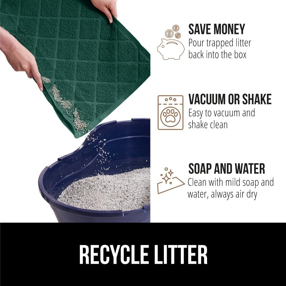 image:imageGORILLA GRIP Cat Litter Box Mat Cushioned Coil Mesh Litter Trapping Mats Scatter Control Supplies for Less Mess Phthalate Free Ultra Deep Catch Grooves Rinse or Vacuum to Clean 24x17 GrayHunter Green