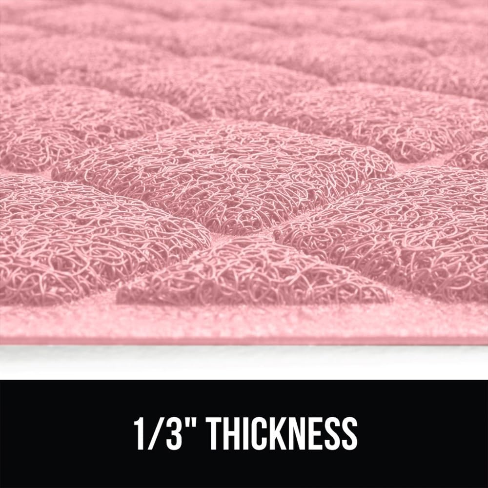 image:imageGORILLA GRIP Cat Litter Box Mat Cushioned Coil Mesh Litter Trapping Mats Scatter Control Supplies for Less Mess Phthalate Free Ultra Deep Catch Grooves Rinse or Vacuum to Clean 24x17 GrayLight Pink