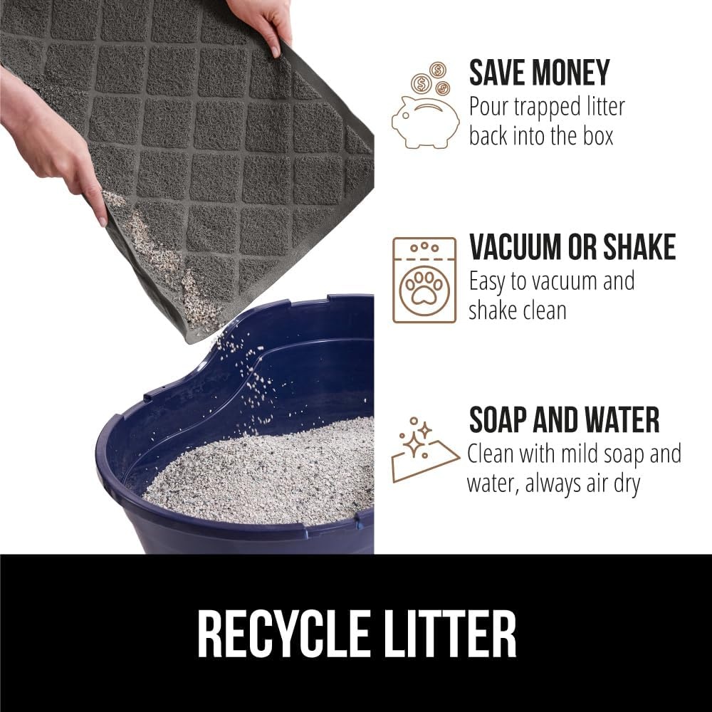 image:imageGORILLA GRIP Cat Litter Box Mat Cushioned Coil Mesh Litter Trapping Mats Scatter Control Supplies for Less Mess Phthalate Free Ultra Deep Catch Grooves Rinse or Vacuum to Clean 24x17 GrayCharcoal
