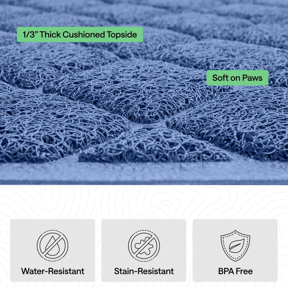 image:imageGORILLA GRIP Cat Litter Box Mat Cushioned Coil Mesh Litter Trapping Mats Scatter Control Supplies for Less Mess Phthalate Free Ultra Deep Catch Grooves Rinse or Vacuum to Clean 24x17 GrayNavy