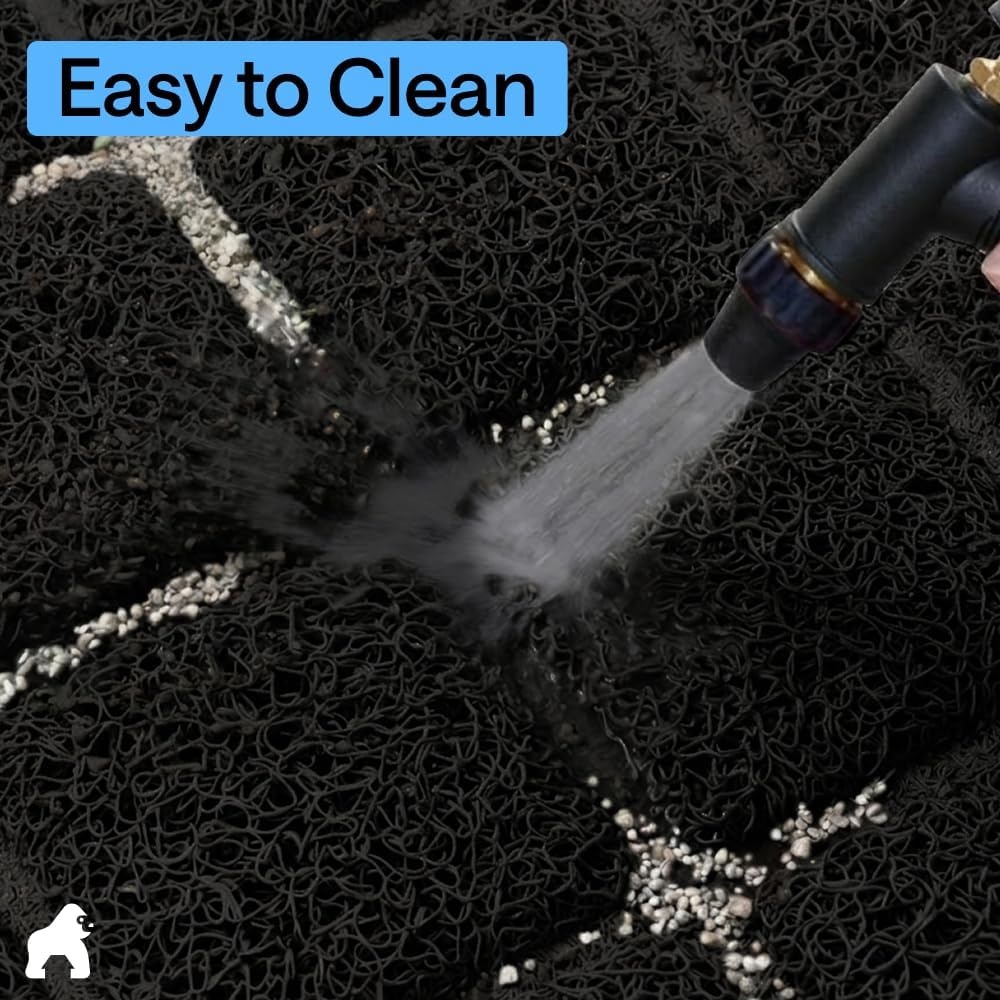 image:imageGORILLA GRIP Cat Litter Box Mat Cushioned Coil Mesh Litter Trapping Mats Scatter Control Supplies for Less Mess Phthalate Free Ultra Deep Catch Grooves Rinse or Vacuum to Clean 24x17 GrayBlack