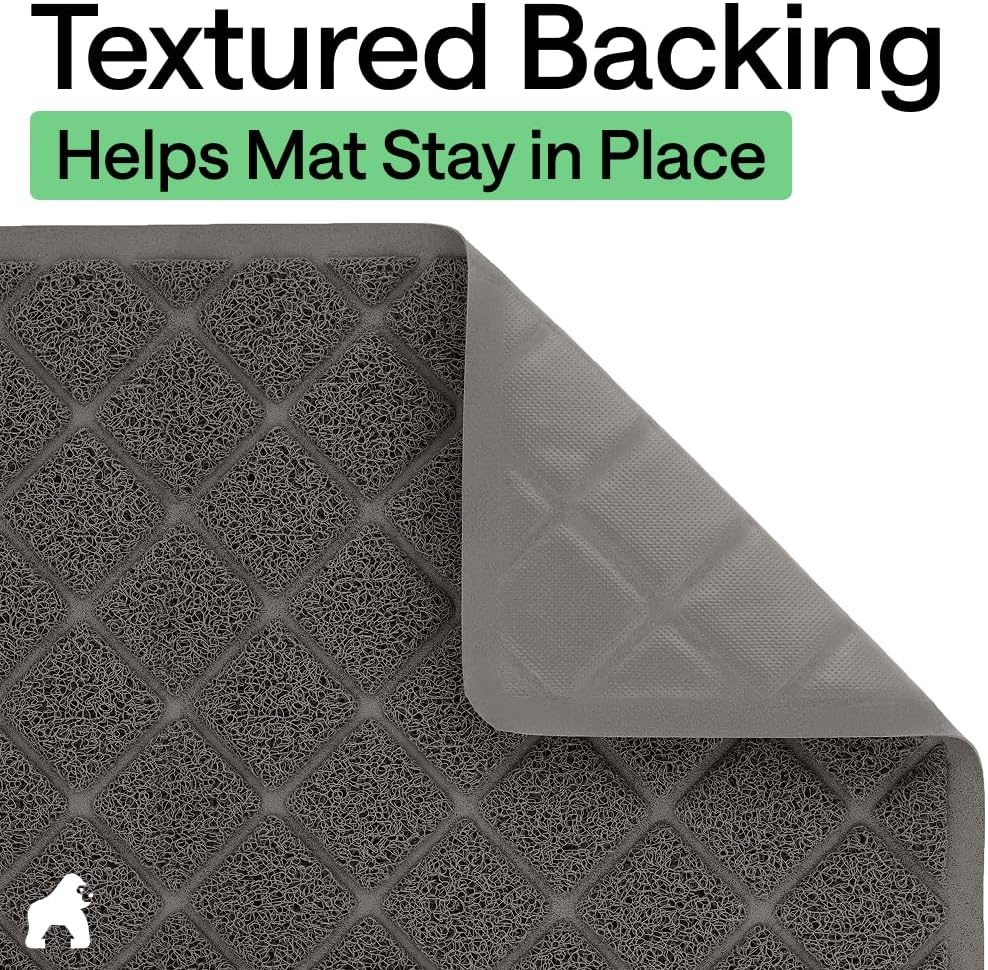 image:imageGORILLA GRIP Cat Litter Box Mat Cushioned Coil Mesh Litter Trapping Mats Scatter Control Supplies for Less Mess Phthalate Free Ultra Deep Catch Grooves Rinse or Vacuum to Clean 24x17 GrayCharcoal
